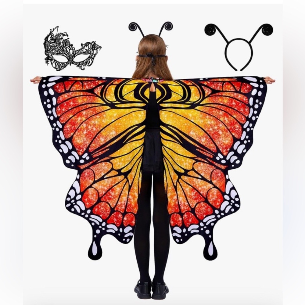 Butterfly Wings adult Costume - Orange and Black